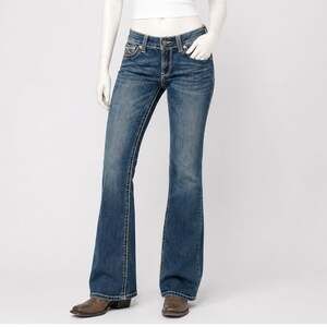 Ariat R.E.A.L. Denim Mid Rise Boot Cut Jeans Womens w28 L27 Medium Wash Western
